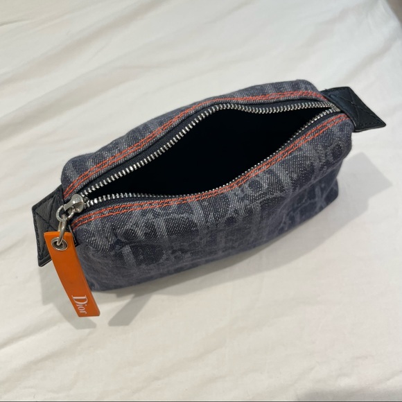 Vintage Authentic Dior Blue Dior Oblique Flight Denim Pouch - Picture 8 of 10